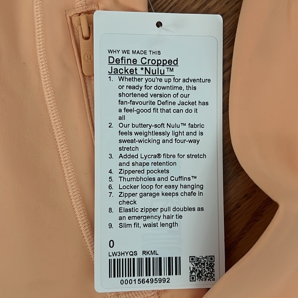 Lululemon Rock Melon Define Cropped Jacket Nulu - Picture 9 of 10